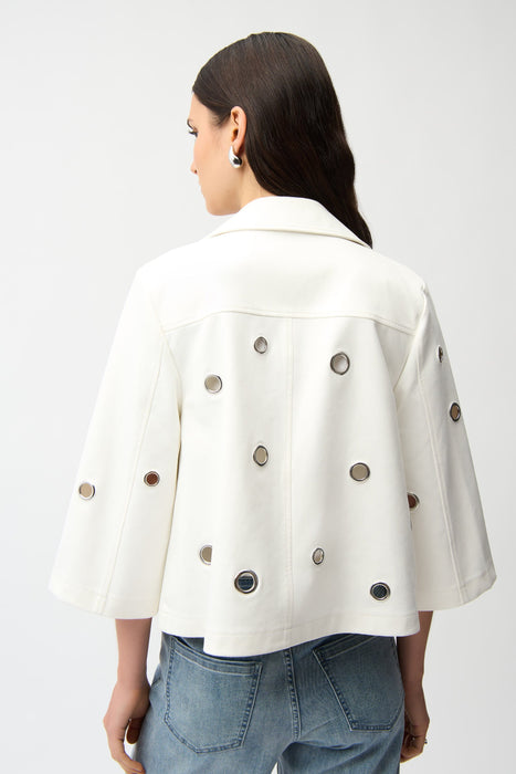 Joseph Ribkoff Vanilla Grommet Accents Faux Suede Jacket 261905