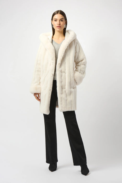 Joseph Ribkoff Hooded Reversible Faux Fur Coat 253926