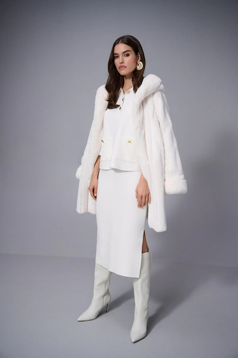 Joseph Ribkoff Hooded Reversible Faux Fur Coat 253926