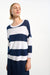 Joseph Ribkoff 261635 Vanilla/Indigo Stripe Print  Crew Neck Sweater Top