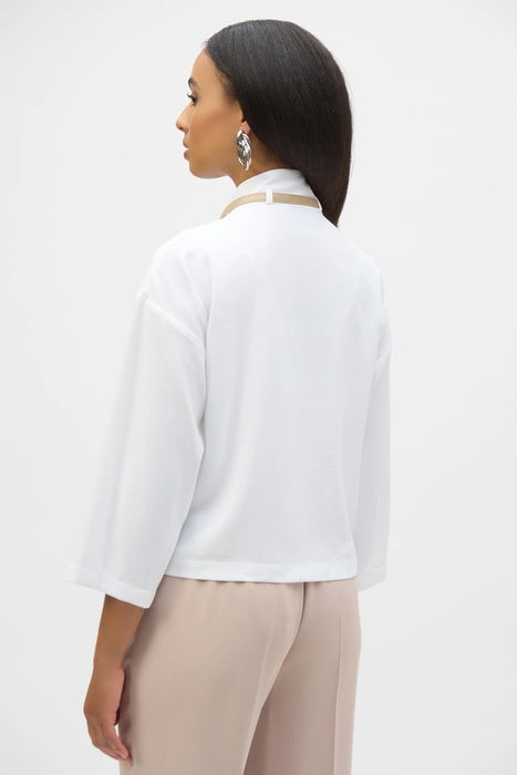 Joseph Ribkoff Vanilla Leatherette Strap Cover Up Jacket 252149