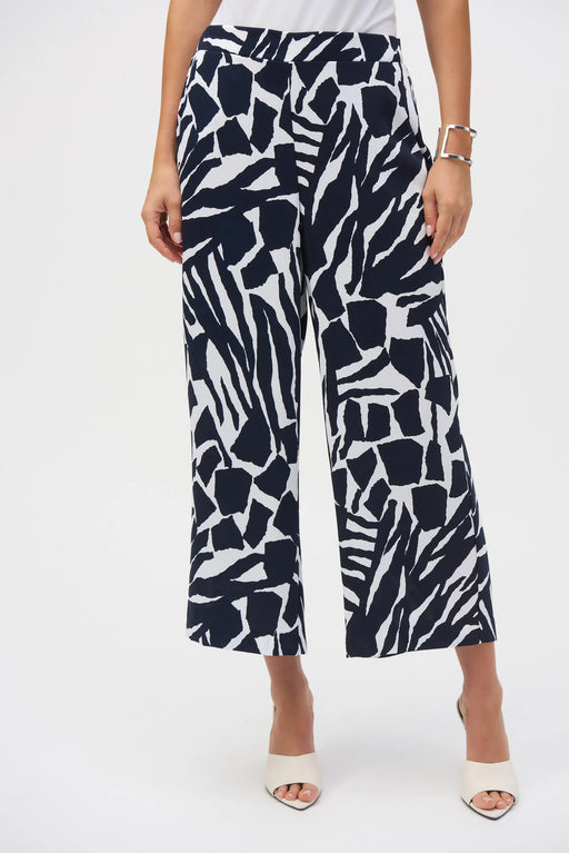 Joseph Ribkoff Style 252145 Vanilla/Midnight Blue Abstract Print Culotte Pants