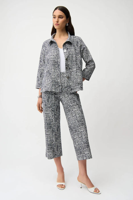 Joseph Ribkoff Vanilla/Midnight Blue Abstract Pull-On Culotte Pants 261002