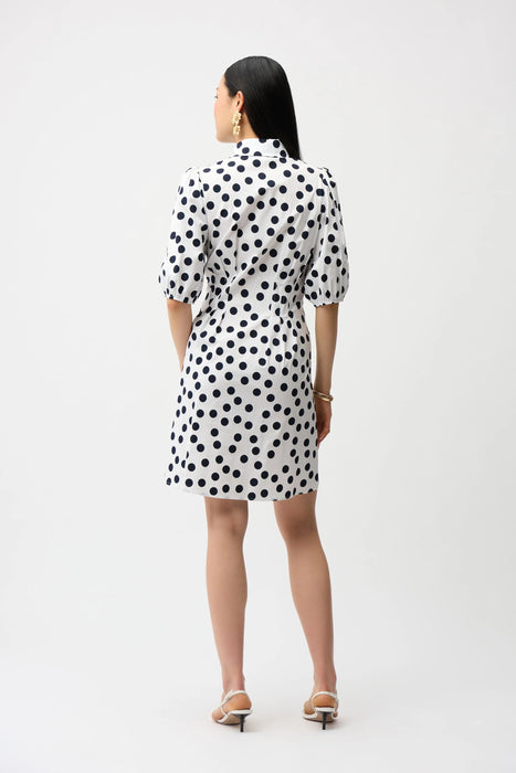 Joseph Ribkoff Vanilla Polka Dot Puff Sleeves Shirt Dress 261262