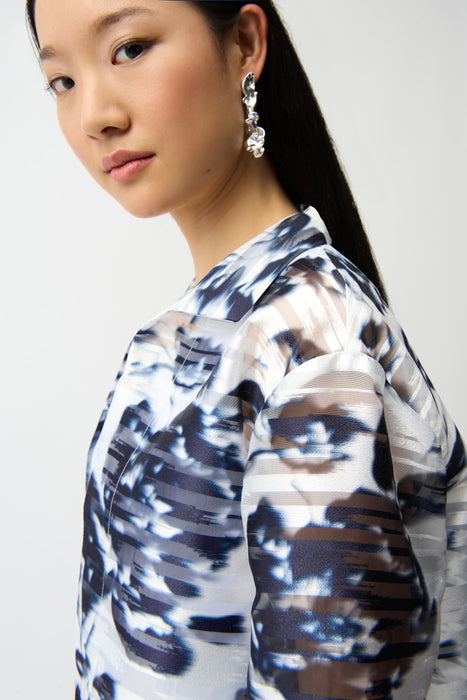 Joseph Ribkoff Vanilla/Midnight Blue Floral Organza Jacket 261291