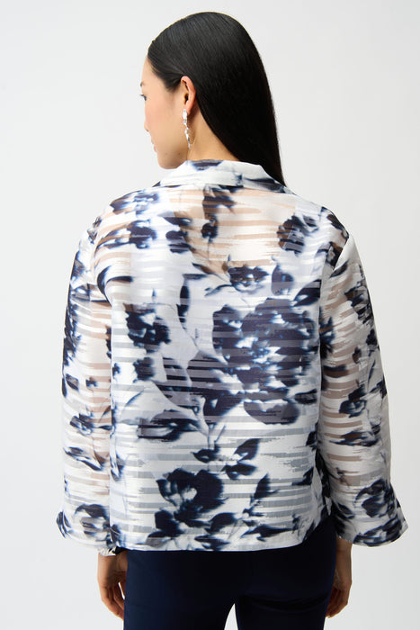Joseph Ribkoff Vanilla/Midnight Blue Floral Organza Jacket 261291