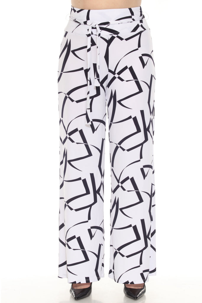Joseph Ribkoff Geometric Belted Wide Leg Pants 251216 — AfterRetail