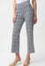 Woman wearing a geometric-patterned pull-on pants with crop flared leg from Joseph Ribkoff