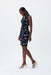 Joseph Ribkoff Style 231013 Vanilla/Midnight Blue Geometric Print Ruched Sheath Dress
