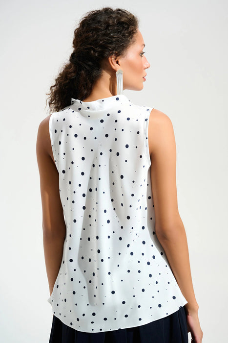 Joseph Ribkoff Polka Dot Cowl Neck Sleeveless Satin Top 261746