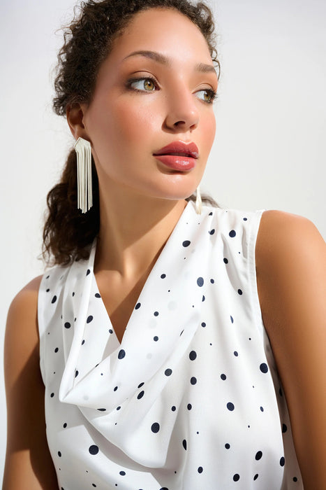 Joseph Ribkoff Polka Dot Cowl Neck Sleeveless Satin Top 261746