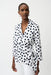 Joseph Ribkoff 261118 Vanilla/Midnight Blue Polka Dot Print Faux Wrap 3/4 Sleeve Top
