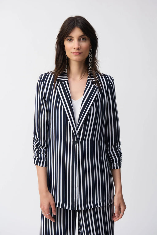 Joseph Ribkoff Style 251155 Vanilla/Midnight Blue Stripe Boxy Blazer Jacket