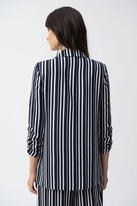 Joseph Ribkoff Vanilla/Midnight Blue Stripe Boxy Blazer Jacket 251155