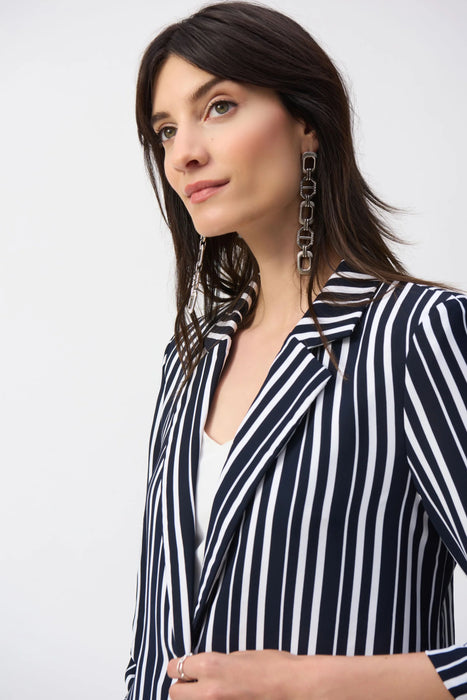 Joseph Ribkoff Vanilla/Midnight Blue Stripe Boxy Blazer Jacket 251155