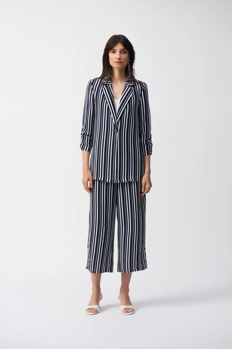 Joseph Ribkoff Vanilla/Midnight Blue Stripe Boxy Blazer Jacket 251155