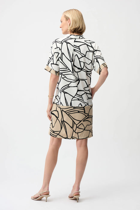 Joseph Ribkoff Vanilla/Multi Abstract Color Block Shirt Dress 261087