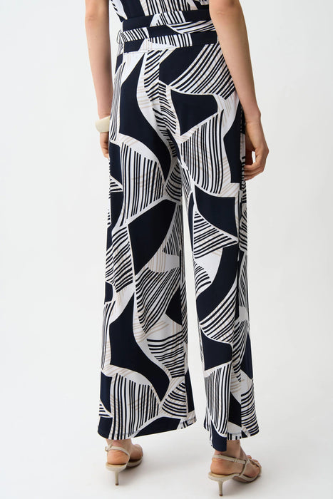 Joseph Ribkoff Vanilla/Multi Geometric High Waist Wide Leg Pants 261139