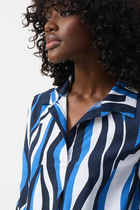 Joseph Ribkoff Vanilla/Multi Abstract Poplin Trapeze Dress 251294