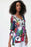 Joseph Ribkoff Style 232932 Vanilla/Multi Abstract Face Print 3/4 Sleeve Knit Sweater Top 