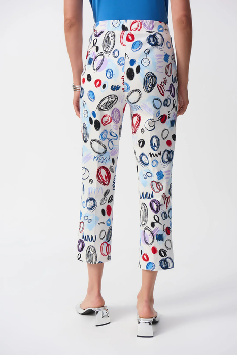 Joseph Ribkoff Vanilla/Multi Abstract Print Cropped Pants 251221