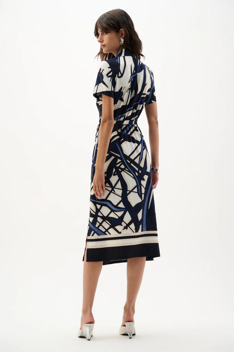 Joseph Ribkoff Vanilla/Multi Abstract Wrap Shirt Dress 262128