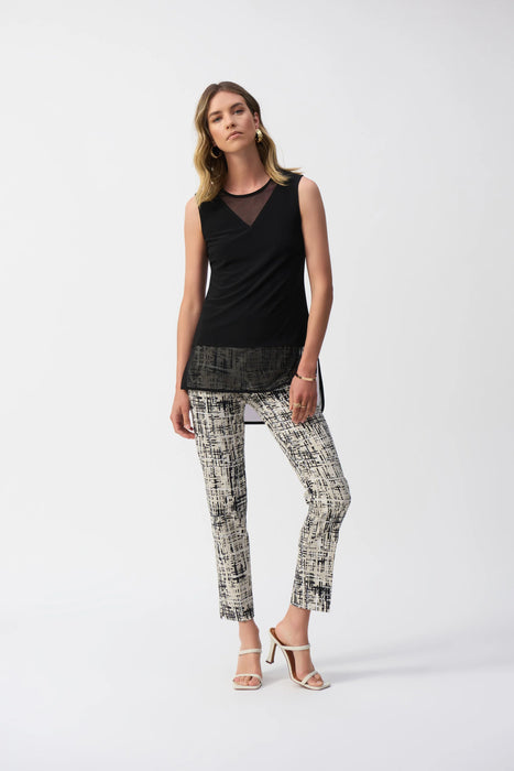 Joseph Ribkoff Vanilla/Multi Abstract Print Slim Ankle Pants 251259
