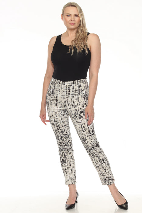 Joseph Ribkoff Vanilla/Multi Abstract Print Slim Ankle Pants 251259