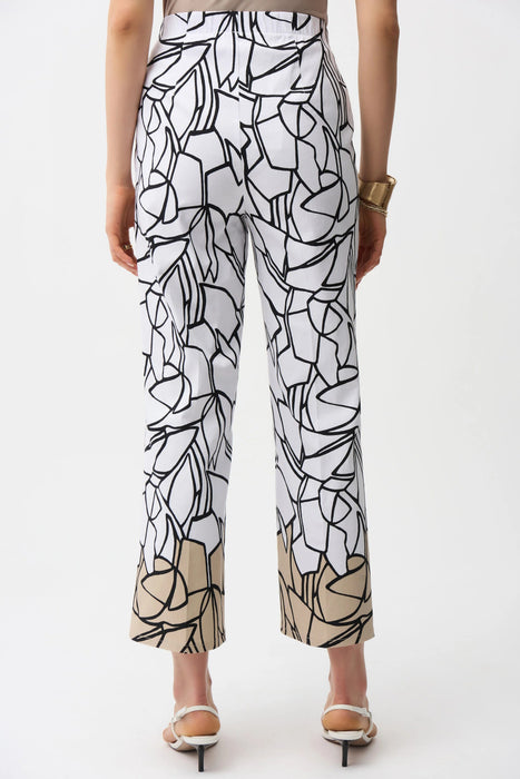 Joseph Ribkoff Vanilla/Multi Abstract Pull On Ankle Pants 261026