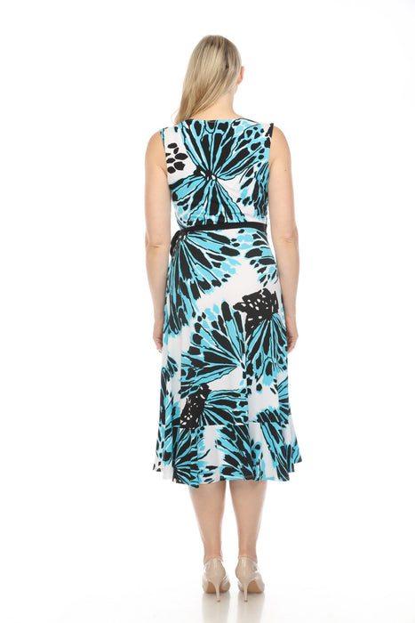 Joseph Ribkoff Vanilla/Multi Butterfly Print Faux Wrap Hi-Low Midi Dress 242160