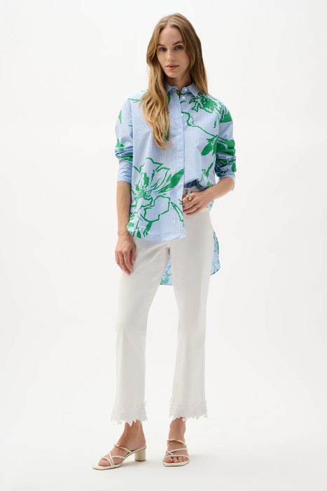 Joseph Ribkoff Vanilla/Multi Cotton Striped Floral Blouse 262951