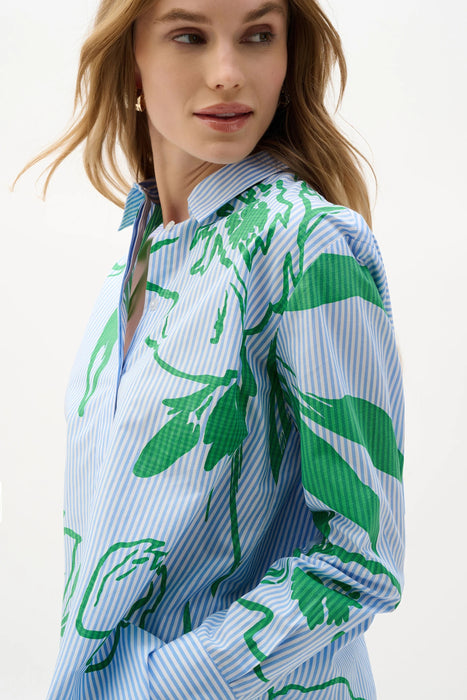 Joseph Ribkoff Vanilla/Multi Cotton Striped Floral Blouse 262951