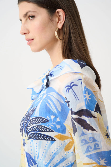 Joseph Ribkoff Vanilla/Multi Cowl Neck Tropical Print Top 262151