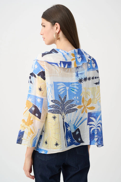 Joseph Ribkoff Vanilla/Multi Cowl Neck Tropical Print Top 262151