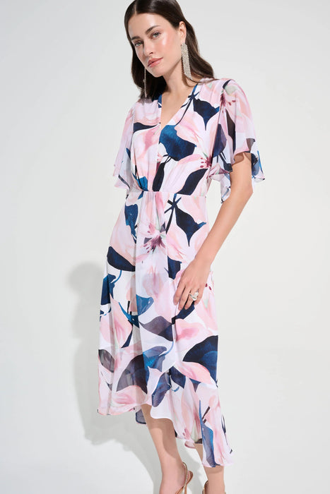 Joseph Ribkoff Vanilla/Multi Floral Midi Fit And Flare Dress 262713