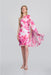 Joseph Ribkoff Style 242716 Vanilla/Multi Floral Print One-Shoulder Cape Sleeve Mini Dress