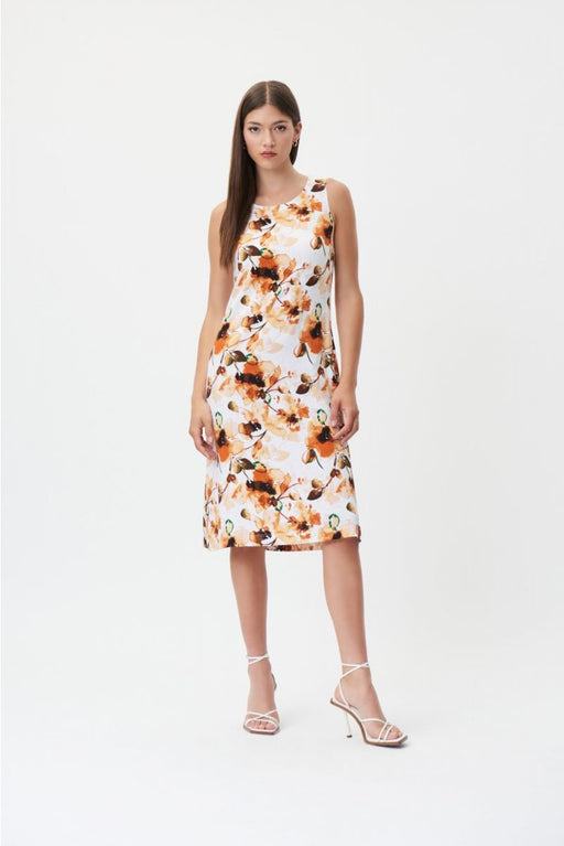 Joseph Ribkoff Style 232064 Vanilla/Multi Floral Print Sleeveless Tank Dress
