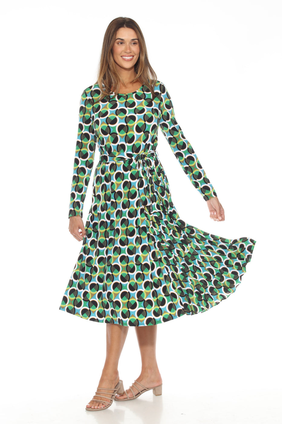 Joseph Ribkoff Vanilla/Black Geometric Print Dress Style 231020