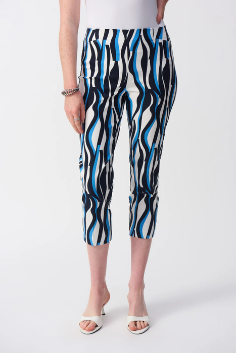 Joseph Ribkoff 251280 Vanilla/Multi Geometric Print Cropped Pants
