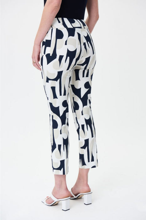 Joseph Ribkoff Vanilla/Multi Geometric Print Pull On Cropped Pants 232056