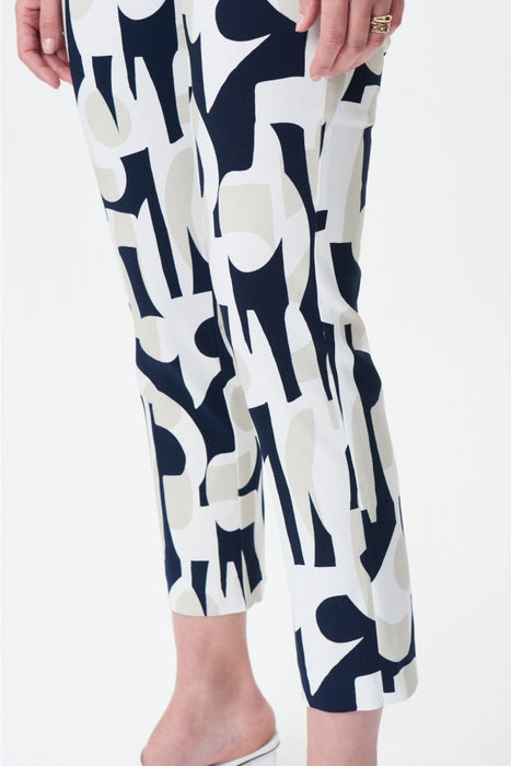 Joseph Ribkoff Vanilla/Multi Geometric Print Pull On Cropped Pants 232056