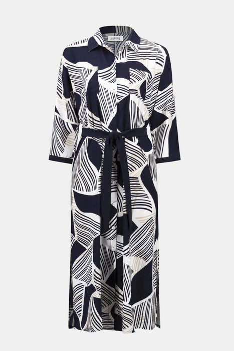 Joseph Ribkoff Vanilla/Multi Geometric Print Midi Shirt Dress 261257