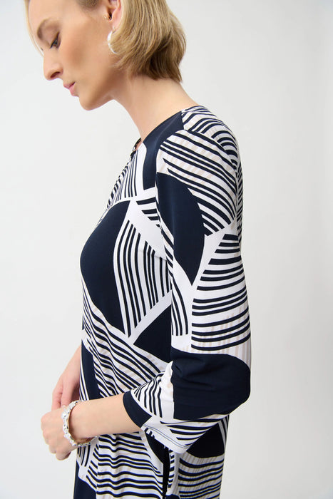 Joseph Ribkoff Vanilla/Multi Geometric Stripe Shift Dress 261046