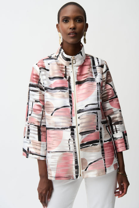Joseph Ribkoff Vanilla/Multi Geometric Organza Boxy Jacket 261052
