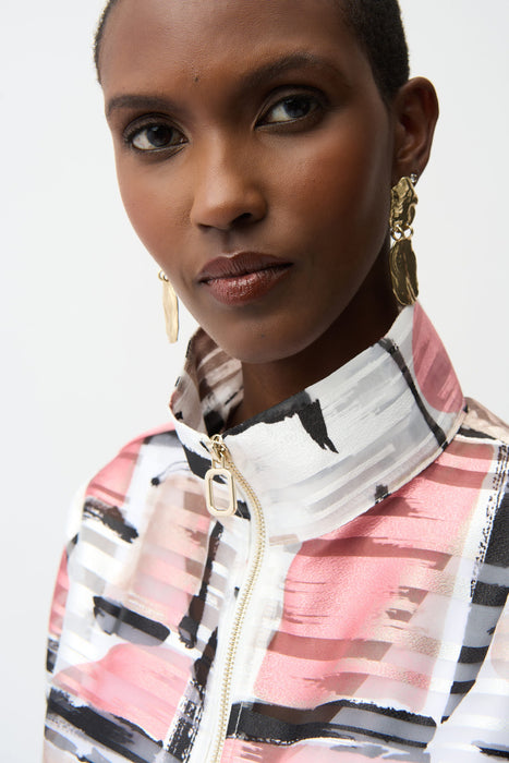 Joseph Ribkoff Vanilla/Multi Geometric Organza Boxy Jacket 261052