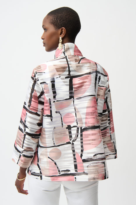 Joseph Ribkoff Vanilla/Multi Geometric Organza Boxy Jacket 261052