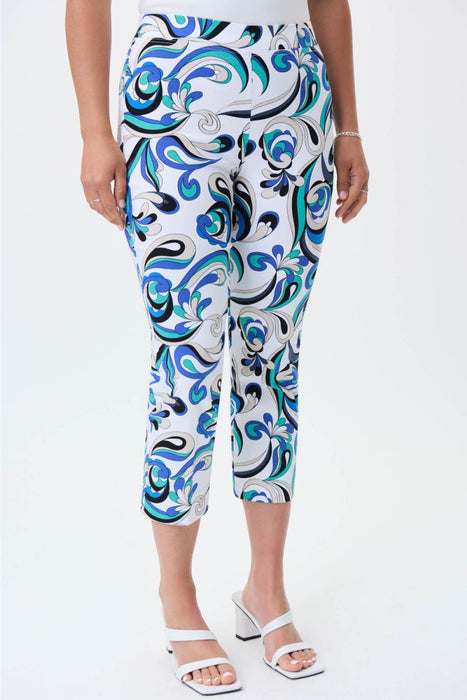 Joseph Ribkoff Style 231272 Vanilla/Multi Paisley Print Pull On Capri Pants