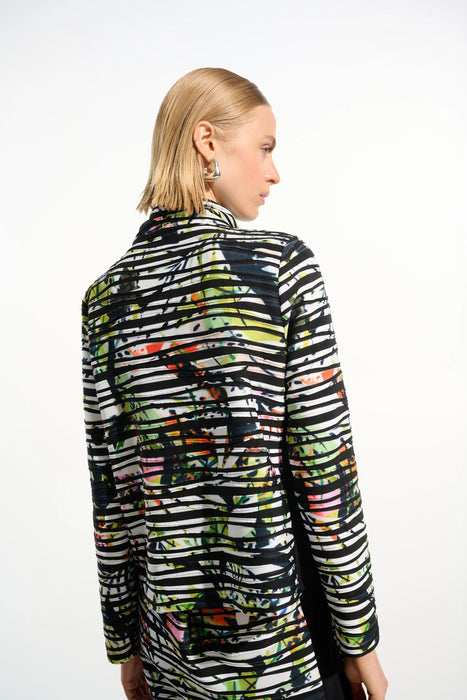 Joseph Ribkoff Vanilla/Multi Tropical Cascade Knit Jacket 261644