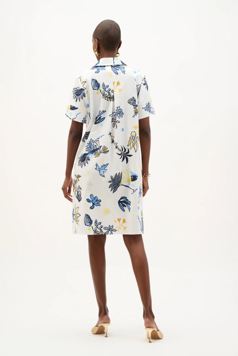 Joseph Ribkoff Vanilla/Multi Tropical Print A-Line Shirt Dress 262139