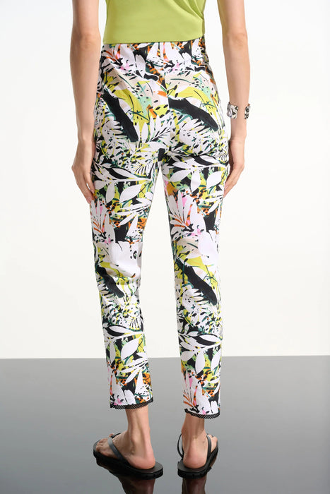 Joseph Ribkoff Vanilla/Multi Tropical Print High Waist Crop Pants 261603